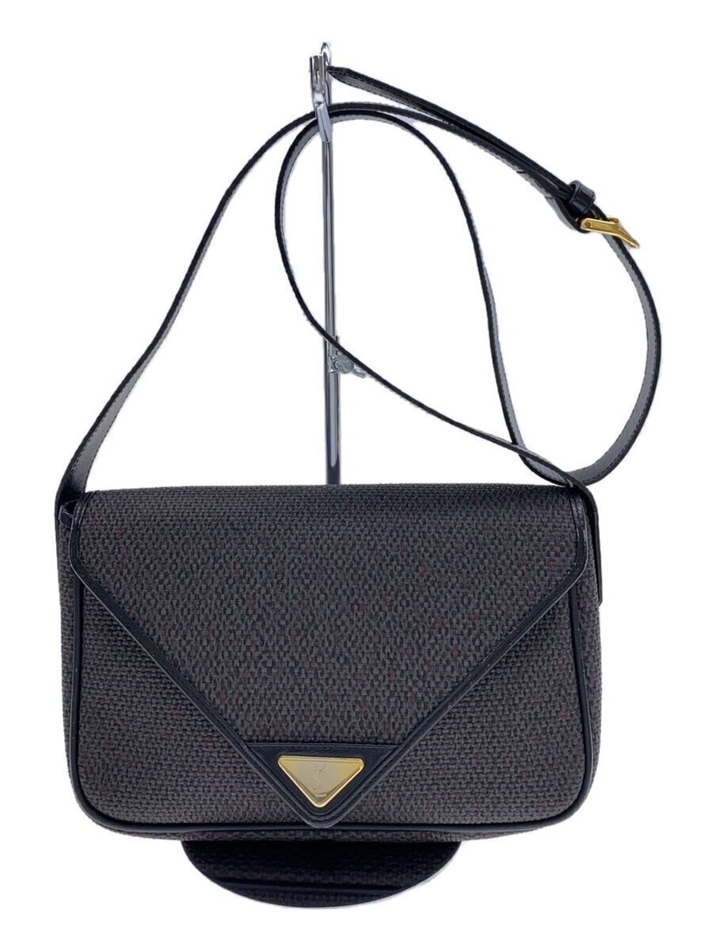 Saint Laurent Yves canvas leather crossbody bag envelope flap Black